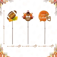 Glitzhome® 24" Thanksgiving Metal Football & Turkey Yard Stakes Set