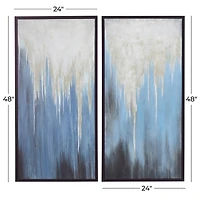 Set of 2 Blue Polystone Contemporary Framed Wall Art, 24" x 48"