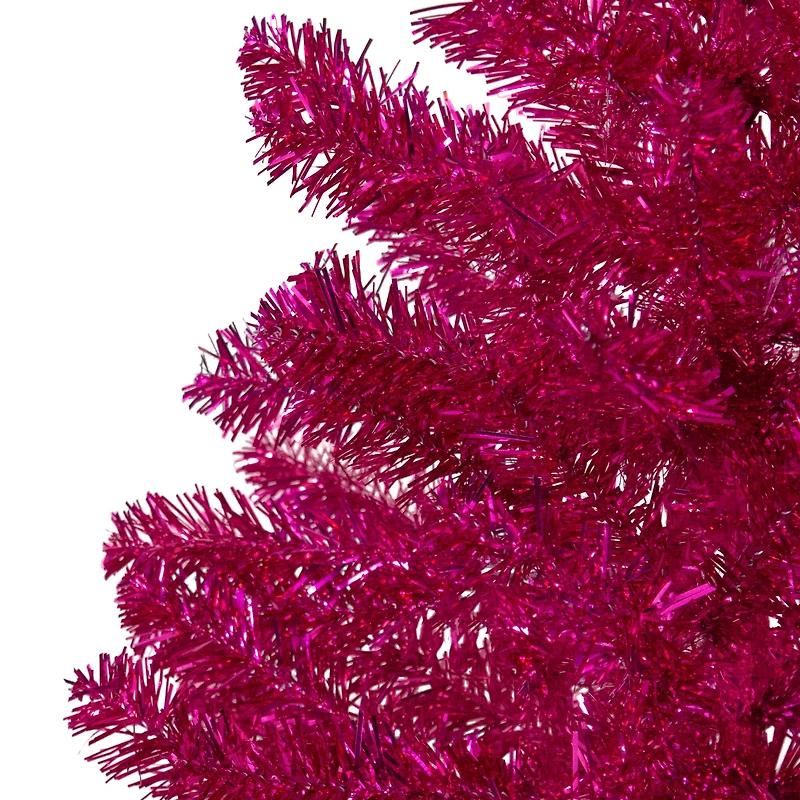 3ft. Unlit Metallic Pink Tinsel Artificial Christmas Tree