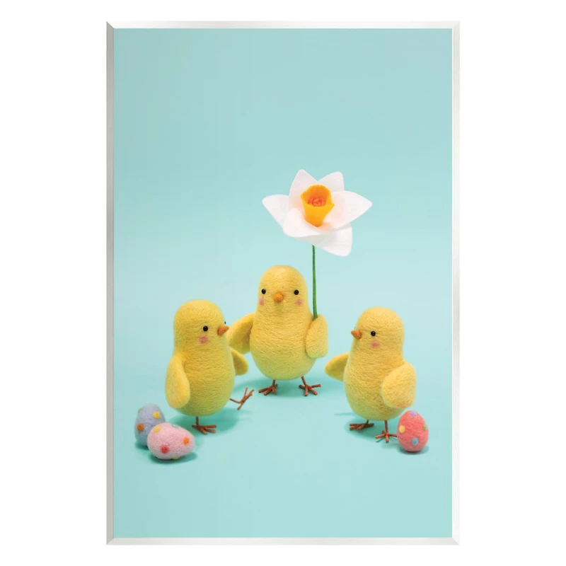 Stupell Industries Spring Chicks Floral Easter Eggs Wall Plaque Art