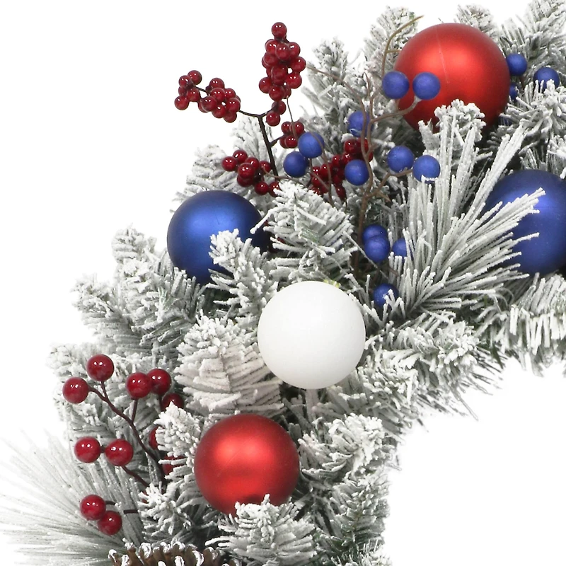 24" Adorned Flocked Wreath