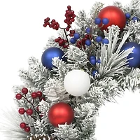 24" Adorned Flocked Wreath