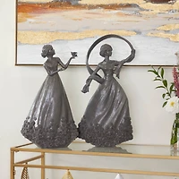 Set of 2 Grey Resin Traditional Sculpture, 22" x 11" x 6"