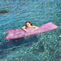 67" Pink Inflatable Glitter Swimming Pool Lounge