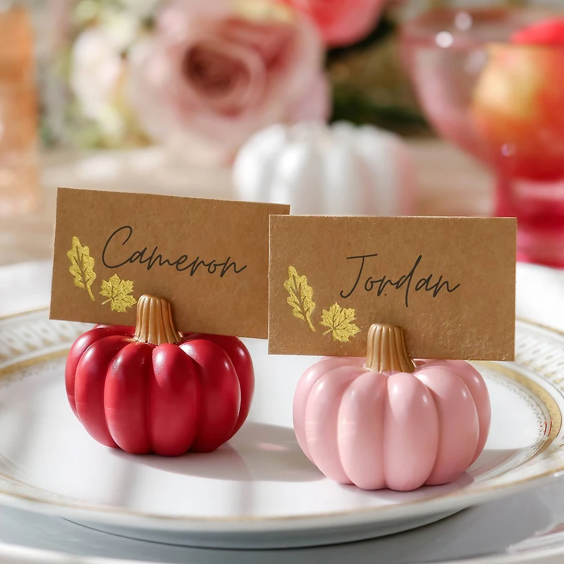 Kate Aspen Burgundy & Blush Pink Pumpkin Place Card Holder 6 ct.