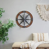 Grey Metal Nautical Compass Wall Decor, 22" x 2" x 22"