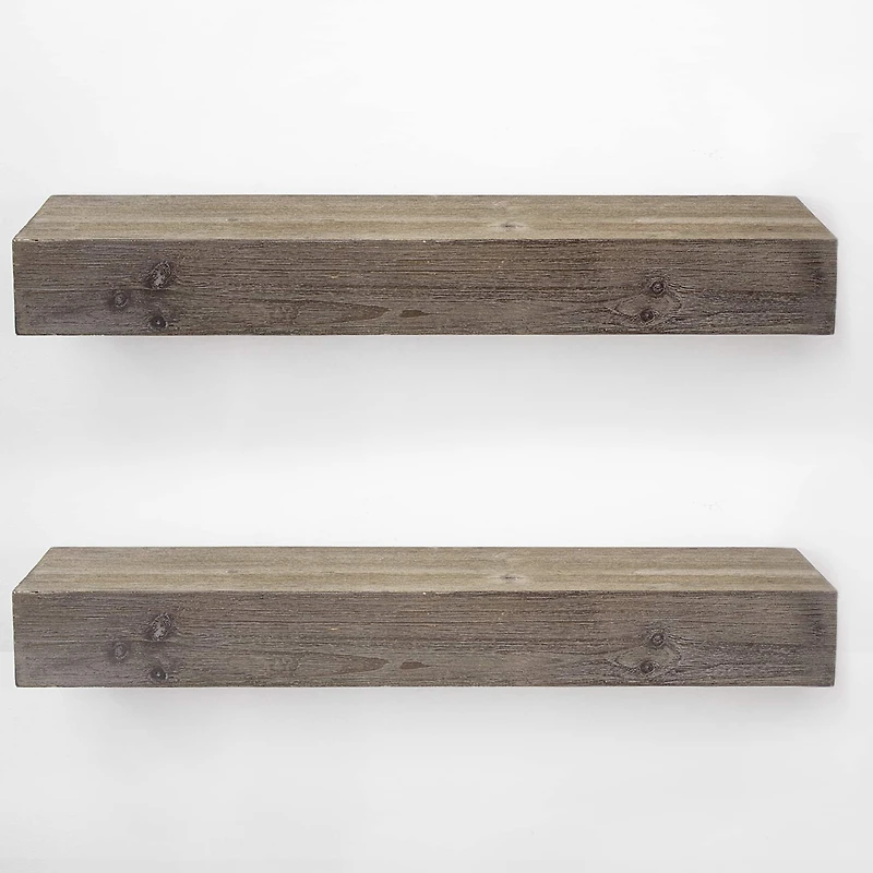 Gray Rustic Wood Floating Wall Shelf