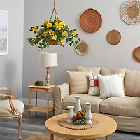 22" Yellow Hibiscus In Hanging Basket