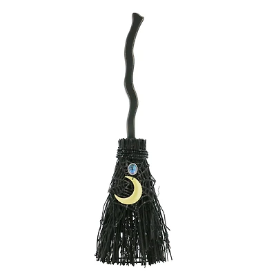 18.5" Black Witch's Broom with Moon Tabletop Décor by Ashland®
