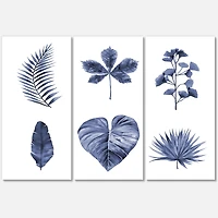 Designart - Abstract Blue Set Of Plant Leaves