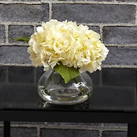 8.5" Cream Blooming Hydrangea in Glass Vase