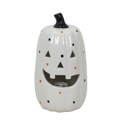 9.75" White Jack-o'-Lantern LED Ceramic Tabletop Décor by Ashland®