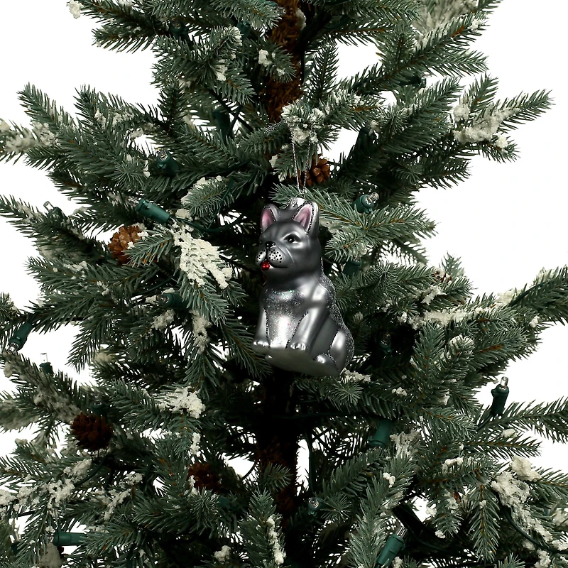 3.75" Gray Bulldog Glass Ornament by Ashland®