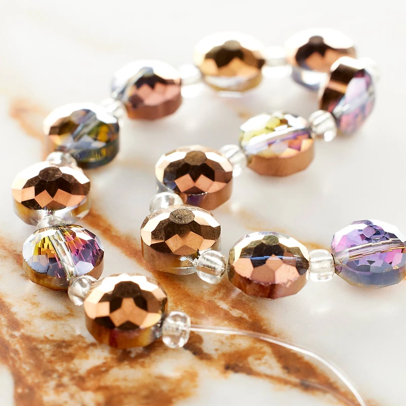 Bronze Mix Glass Large Faceted Round Beads by Bead Landing™