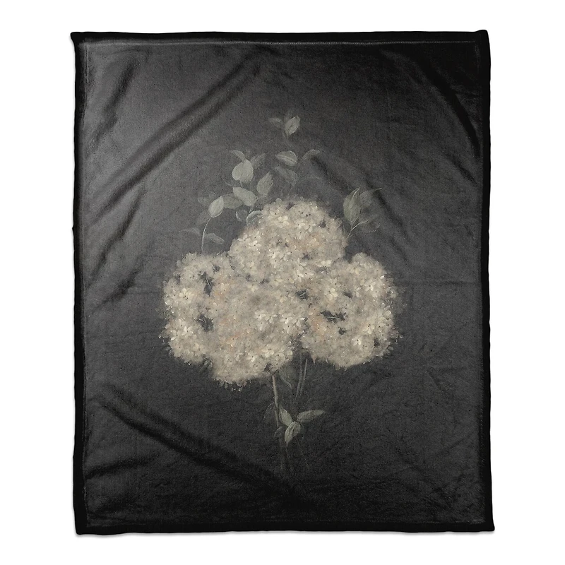 50" x 60" Moody Chalk Background Hydrangeas Coral Fleece Blanket