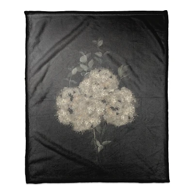 50" x 60" Moody Chalk Background Hydrangeas Coral Fleece Blanket