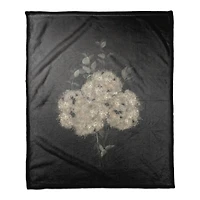 50" x 60" Moody Chalk Background Hydrangeas Coral Fleece Blanket