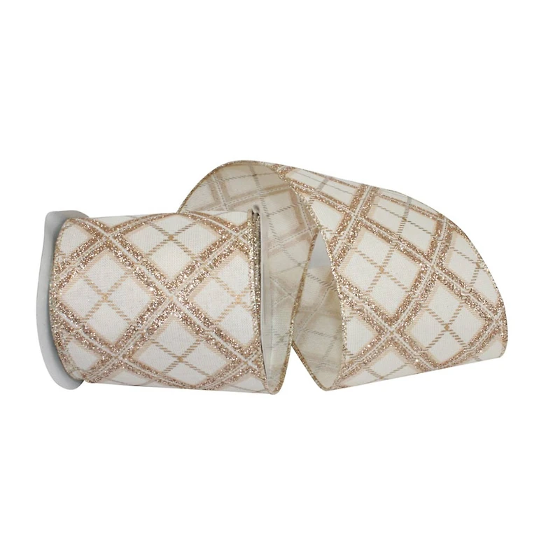 JAM Paper 4" x 10yd. Glitter Christmas Diamonds Wired Ribbon