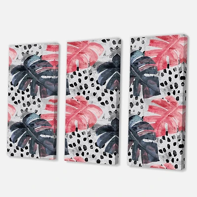 Designart - Colored Monstera On Rough Brush Strokes I