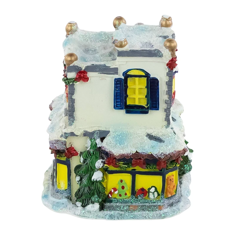 4" Glittered Snowy Toy Shop Christmas Village Building