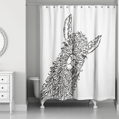 Sketch Llama Sweet Cheeks 71" x 74" Shower Curtain