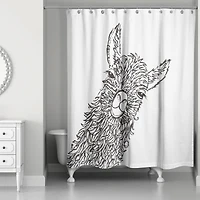 Sketch Llama Sweet Cheeks 71" x 74" Shower Curtain