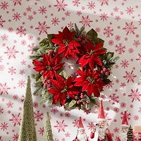 24.5" Poinsettia Flower Pine Wreath
