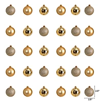 30ct. 2.5" Gold Shatterproof Christmas Ornaments