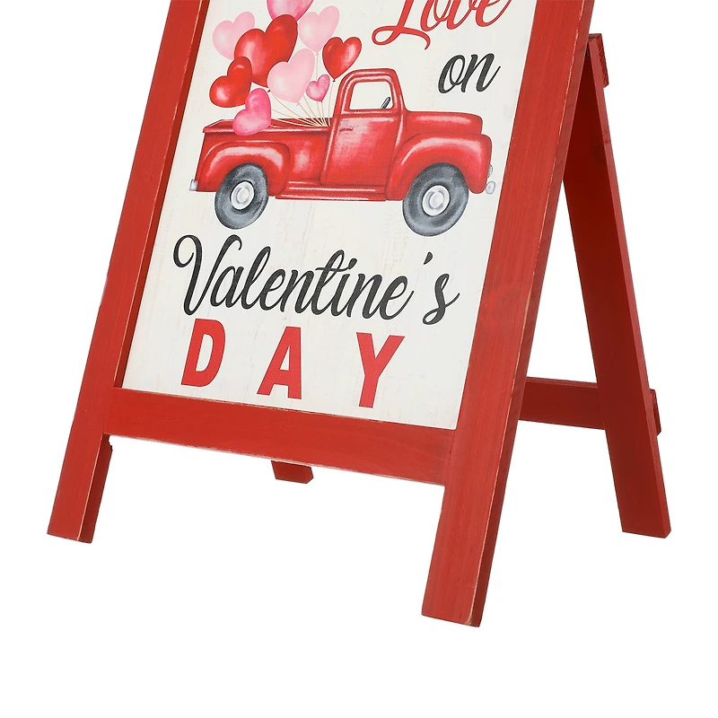 Glitzhome® 24" Wooden Valentine's Truck Standing Porch Sign