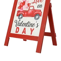 Glitzhome® 24" Wooden Valentine's Truck Standing Porch Sign