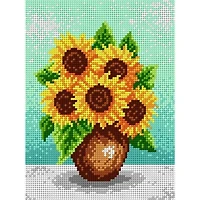 Orchidea Needlepoint Canvas For Halfstitch Without Yarn Sunflowers In A Brown Vase - Printed Tapestry Canvas