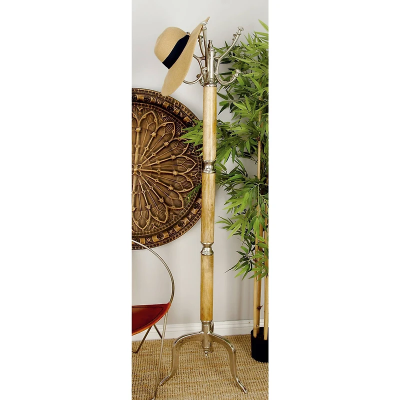 Silver Mango Wood Traditional Coat Rack, 72" x  19" x  19"