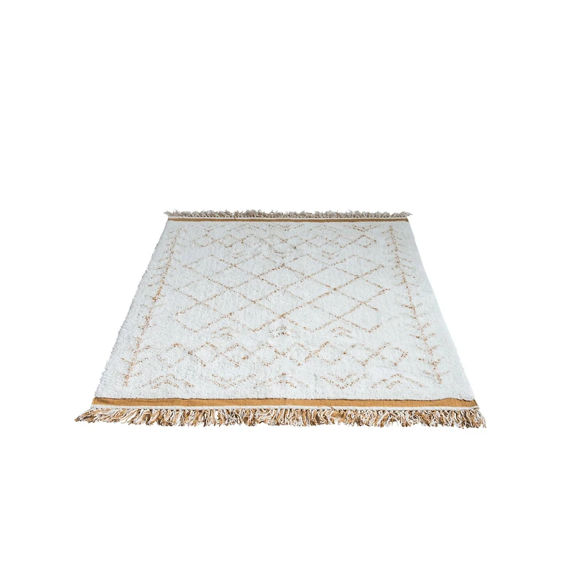 Hello Honey® Natural & Mustard Cotton Tufted Rug with Fringe, 4ft. x 6ft.