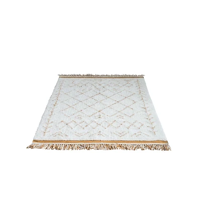 Hello Honey® Natural & Mustard Cotton Tufted Rug with Fringe, 4ft. x 6ft.