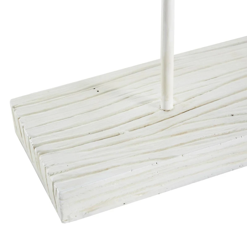 14.75" White & Blue Floral Polystone Fish Sculpture