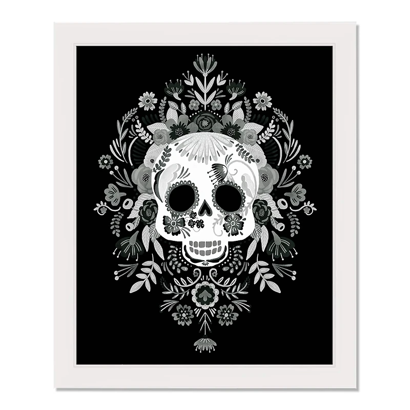 Sugar Skull 16" x 20" White Framed Print Under Plexiglass