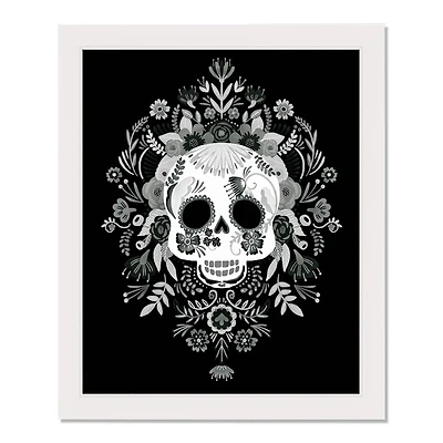 Sugar Skull 16" x 20" White Framed Print Under Plexiglass