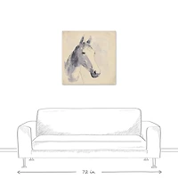 Navy Horse Sketch 30" x 30" Canvas Wall Art