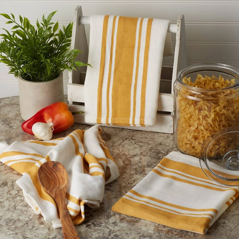DII® Honey Gold Chef Stripe Dish Towels, 3ct.