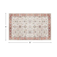 Glitzhome® Ivory & Red Oriental Area Rug