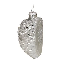 Glittered Half Pine Cone Glass Christmas Ornament - 4" - Silver