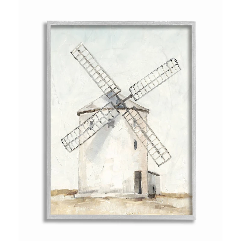 Stupell Industries Windmill Farm Landscape Wall Accent with Gray Frame