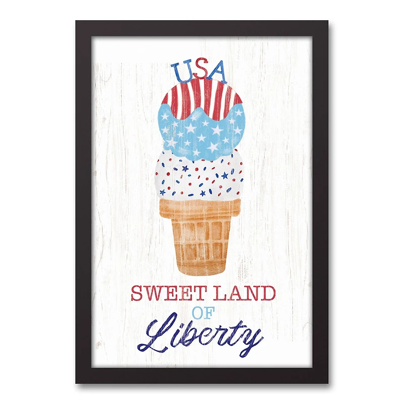 Sweet Land of Liberty Ice Cream Black Framed Canvas
