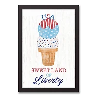 Sweet Land of Liberty Ice Cream Black Framed Canvas