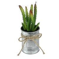 7" Tropical Ombre Mini Artificial Spiky Succulent in Tin Planter