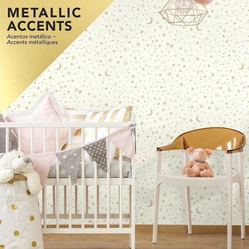 RoomMates Gold Twinkle Little Star Peel & Stick Wallpaper
