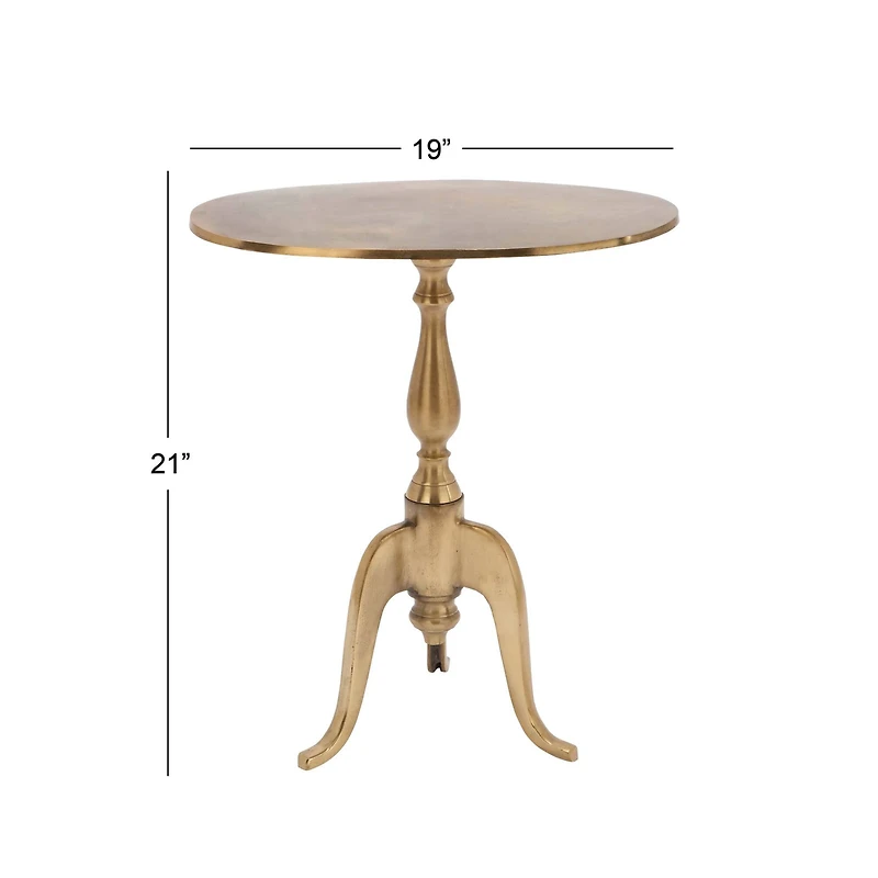 21" Gold Aluminum Traditional Accent Table