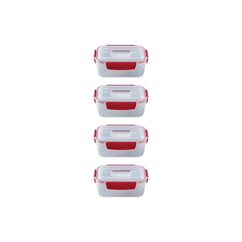 Joseph Joseph Nest Lock 8-piece Rectangular Food Storage Container Set Red