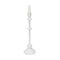 Hello Honey® Antique White Sand Finish Tall Metal Taper Candle Holder