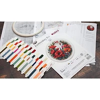 Luca-S Composition with Poppies Counted Cross Stitch Kit with Display Hoop